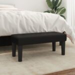 Luxurious Black Faux Leather Bench - Comfortable Foam Padded Seating Elegant Decor