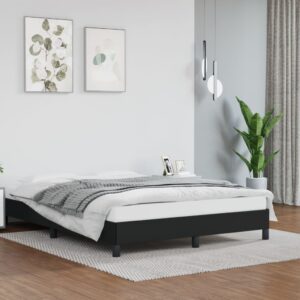 Queen Size Faux Leather Bed Frame Black Luxurious Sturdy Supportive Slats