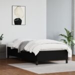 Luxurious King Single Size Faux Leather Bed Frame Black with Sturdy Plywood Slats