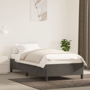 Luxurious King Single Size Velvet Bed Frame Dark Grey Plywood Slats Sturdy Legs