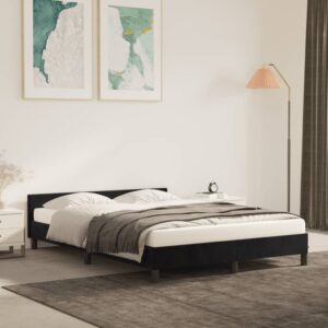 Double Velvet Bed Frame with Headboard Luxurious Soft Touch Supportive Legs