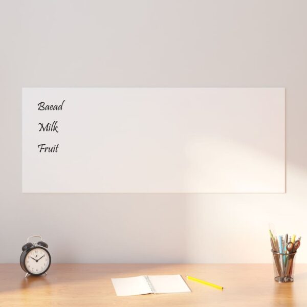 Wall-mounted Magnetic Board White 100x40 cm Tempered Glass