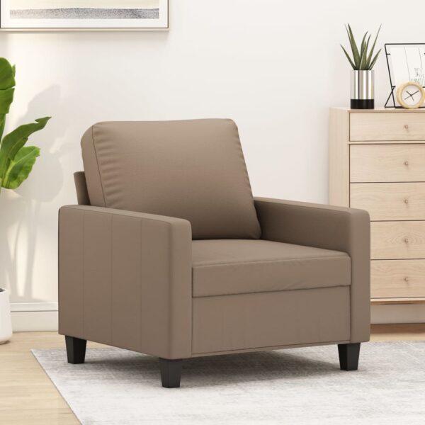 Luxurious Faux Leather Sofa Chair Cappuccino Comfy Modern Living Room Furniture