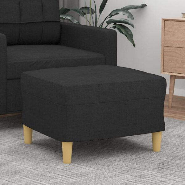 Modern Black Footstool Fabric Upholstered Plywood Frame Cozy Home Decor Seating