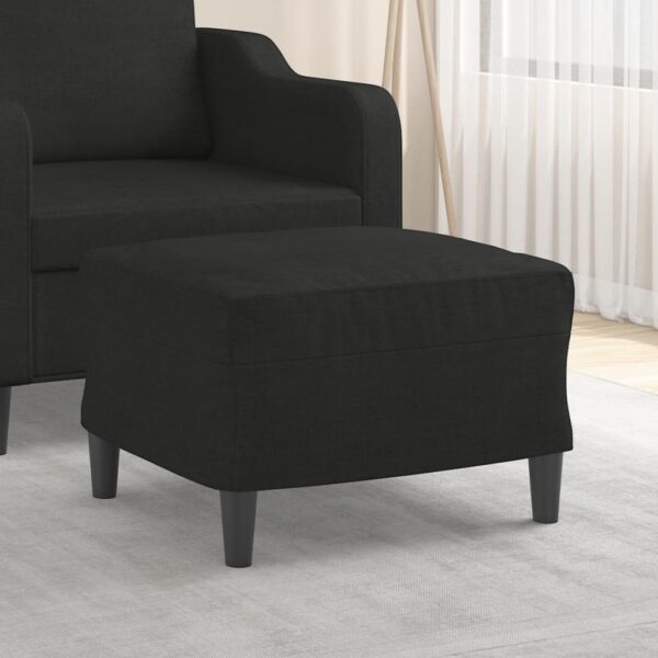 Modern Black Footstool Fabric Upholstered Plywood Frame Cozy Home Decor Seating