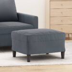 Chic Dark Grey Velvet Footstool - Plush Soft Fabric  Sturdy Plywood Frame