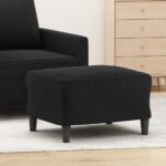 Luxurious Black Velvet Footstool - Soft  Comfortable  Sturdy Plywood Frame