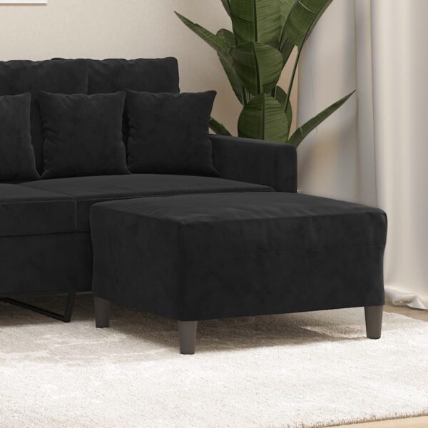 Luxurious Black Velvet Footstool - Soft  Sturdy Plywood Frame  Modern Home Decor