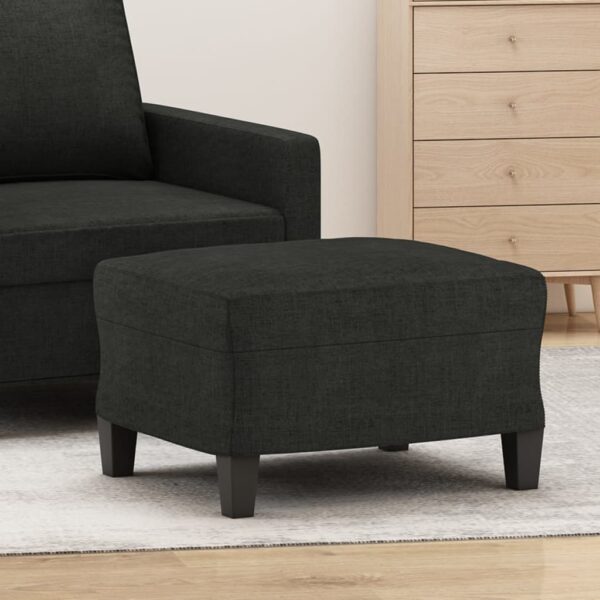 Modern Black Footstool Fabric Upholstered Plywood Frame Cozy Home Decor Seating