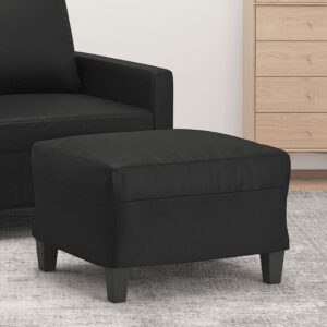 Chic Black Faux Leather Footstool Ottoman Plush Foam Padded Compact Living Room