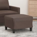 Luxurious Brown Faux Leather Footstool Modern Interior Decor Comfy Stable Rest