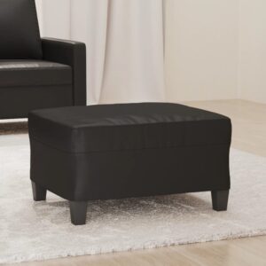 Luxurious Black Faux Leather Footstool Modern Interior Decor Comfy Stable Foam