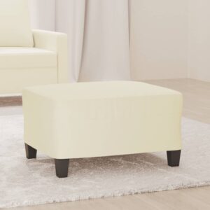 Luxurious Cream Faux Leather Footstool Modern Interior Decor Comfy Stable