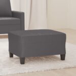 Chic Grey Faux Leather Footstool Ottoman Plush Foam Padded Plywood Frame Cozy