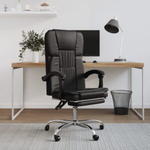 Executive Reclining Swivel Office Chair Adjustable Faux Leather Comfort Black