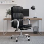 Executive Reclining Swivel Office Chair Faux Leather Adjustable Ergonomic Black