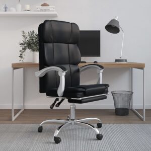 Executive Reclining Swivel Office Chair Faux Leather Adjustable Ergonomic Black