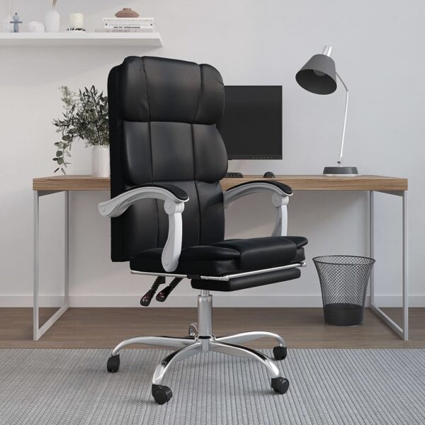 Executive Reclining Swivel Office Chair Faux Leather Adjustable Ergonomic Black