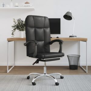 Executive Reclining Swivel Office Chair Adjustable Faux Leather Comfort Black