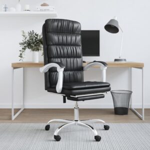 Executive Reclining Swivel Office Chair Adjustable Faux Leather Comfort Black