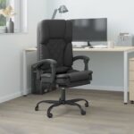 Massage Reclining Office Chair Black Faux Leather