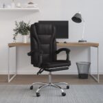 Executive Reclining Swivel Office Chair Adjustable Faux Leather Comfort Black