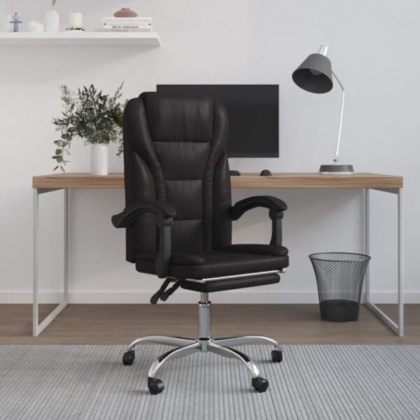 Executive Reclining Swivel Office Chair Adjustable Faux Leather Comfort Black