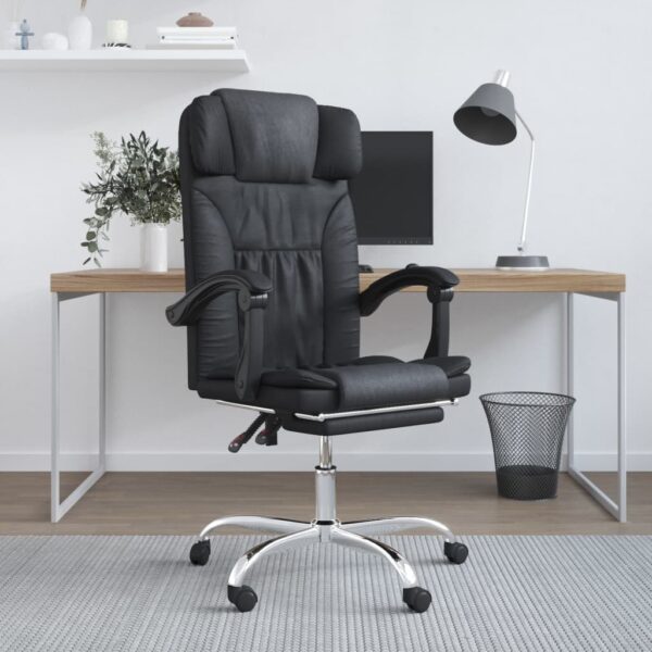 Massage Reclining Office Chair Black Faux Leather