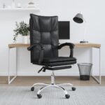 Executive Reclining Swivel Office Chair Adjustable Faux Leather Comfort Black