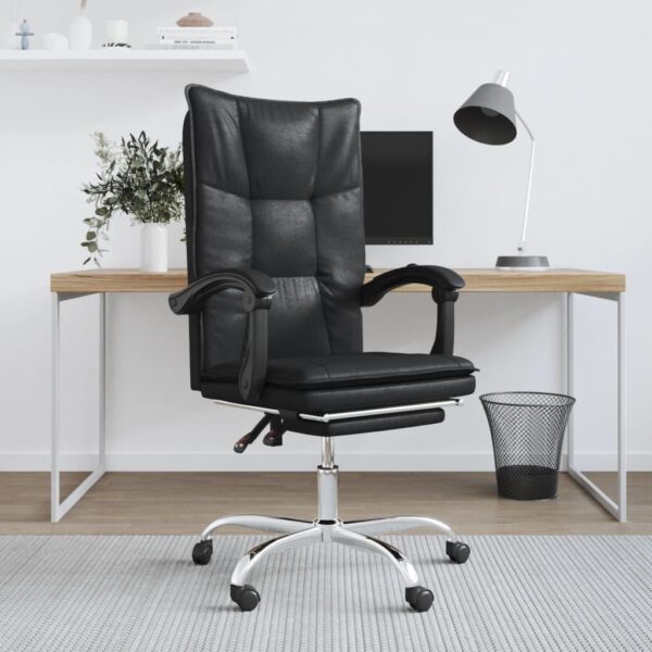 Executive Reclining Swivel Office Chair Adjustable Faux Leather Comfort Black