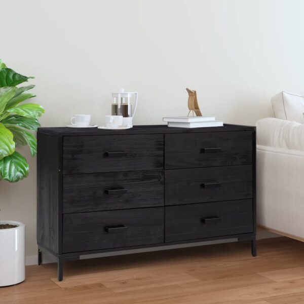 Sideboard Black 110x35x70 cm Solid Pinewood