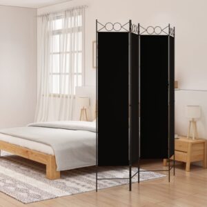 Black Fabric Room Divider Privacy Screen Foldable Iron Frame Versatile Home Decor