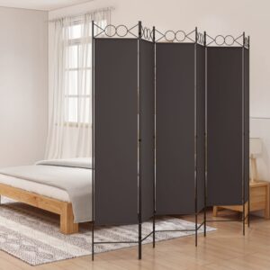 Versatile Foldable Fabric Room Divider Privacy Screen Brown Home Office Decor