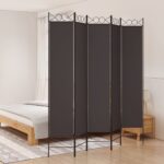 5-Panel Room Divider Brown 200x220 cm Fabric