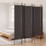 6-Panel Room Divider Brown 240x220 cm Fabric