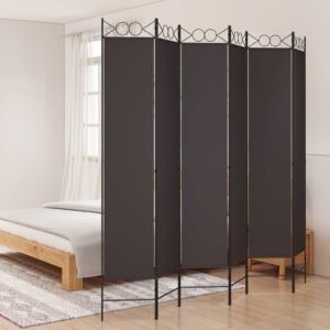 6-Panel Room Divider Brown 240x220 cm Fabric