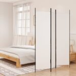 White Fabric Room Divider Privacy Screen Foldable Iron Frame Versatile Use