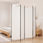 White Fabric Room Divider Privacy Screen Foldable Iron Frame Versatile Home Decor