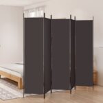 Elegant Fabric Room Divider Privacy Screen Foldable Partition Brown Large Size