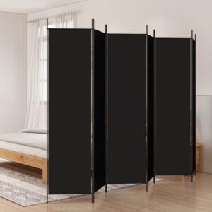 Black Fabric Room Divider Privacy Screen Foldable Iron Frame Versatile Home Decor