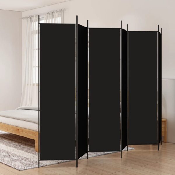 Black Fabric Room Divider Privacy Screen Foldable Iron Frame Versatile Home Decor