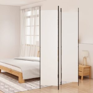 White Fabric Room Divider Privacy Screen Foldable Iron Frame Versatile Use