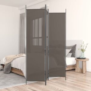 Stylish Anthracite Fabric Room Divider Privacy Screen Foldable Iron Frame