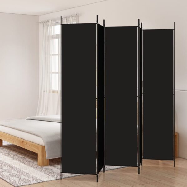 Black Fabric Room Divider Privacy Screen Foldable Iron Frame Versatile Home Decor