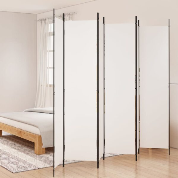 White Fabric Room Divider Privacy Screen Foldable Iron Frame Versatile Home Decor