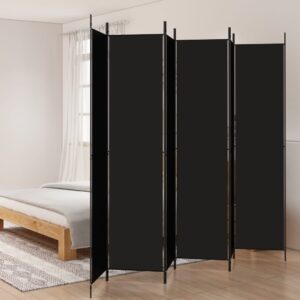 Black Fabric Room Divider Privacy Screen Foldable Iron Frame Versatile Partition