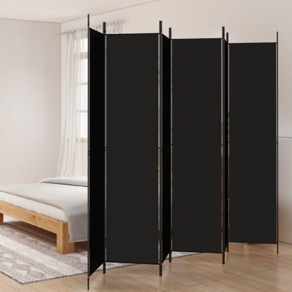 Black Fabric Room Divider Privacy Screen Foldable Iron Frame Versatile Partition