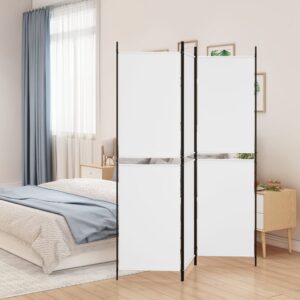 3-Panel Room Divider White 150x180 cm Fabric