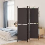 3-Panel Room Divider Brown 150x180 cm Fabric