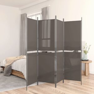 Elegant Fabric Room Divider Privacy Screen Foldable Iron Frame Anthracite Finish